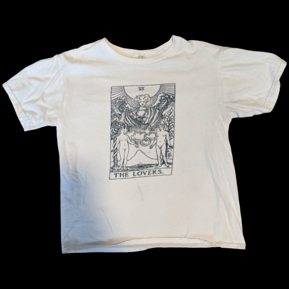Gildan White Graphic Tee with Tarot Design